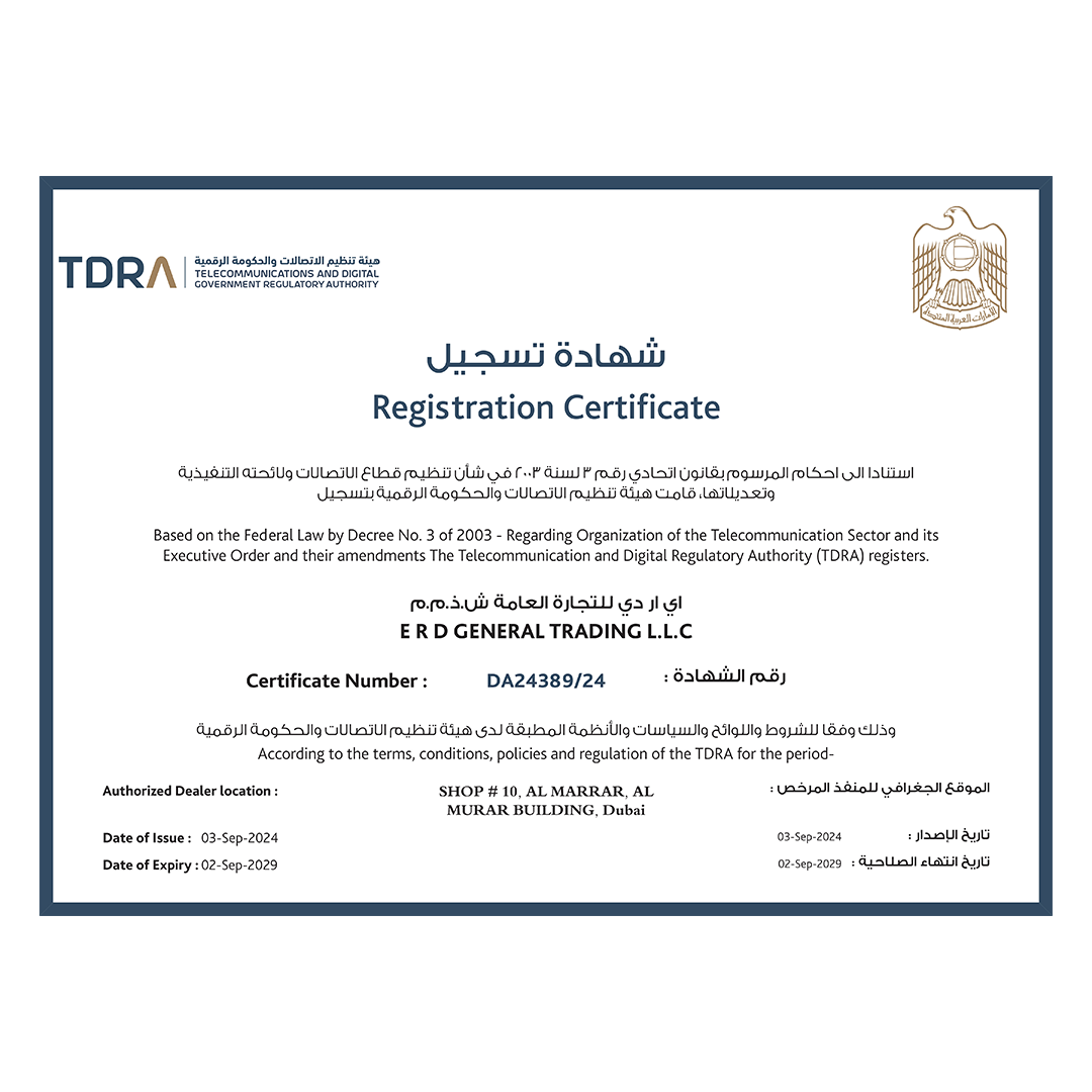 TDRA Registration Certificate – Dubai, UAE