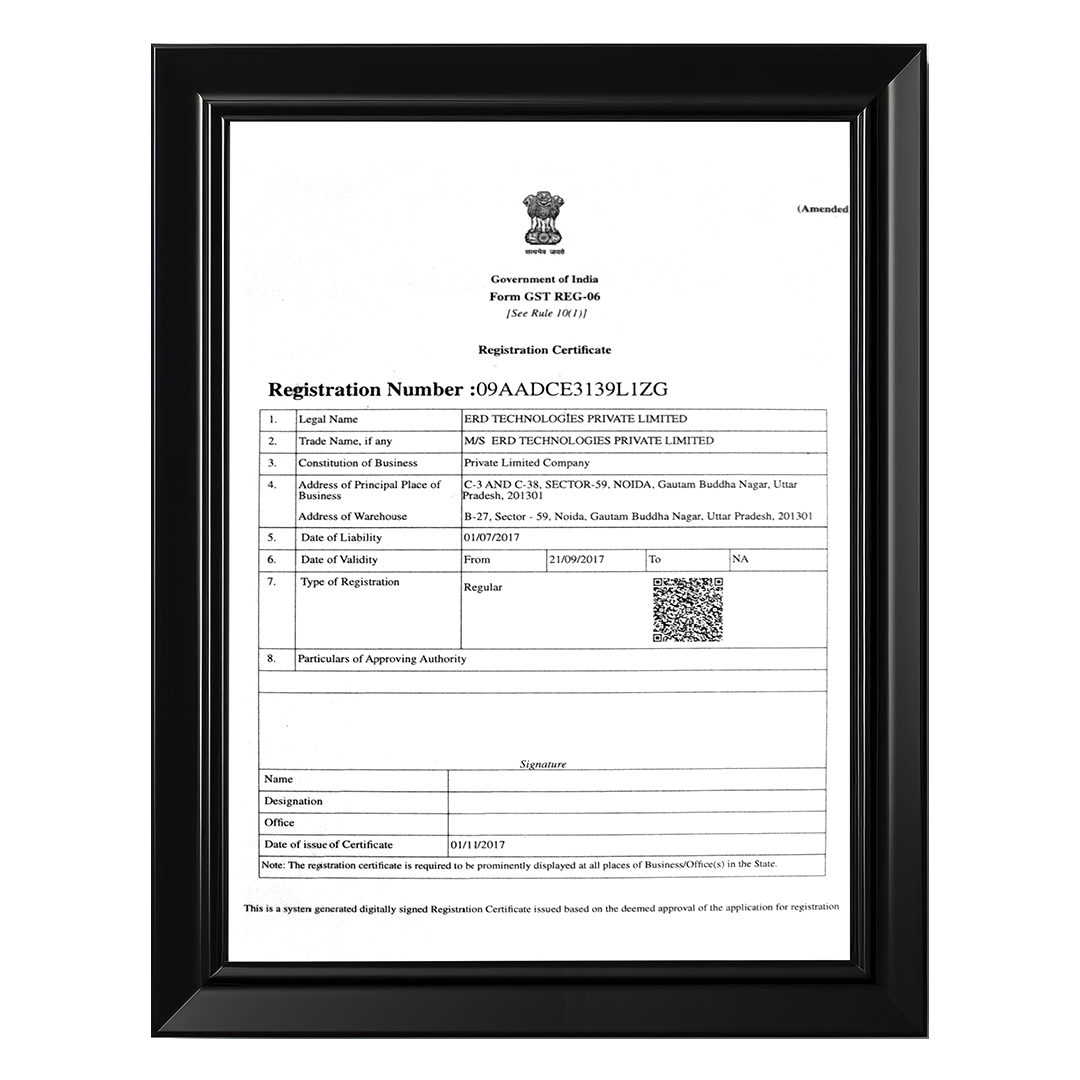 Form GST REG-06 Registration Certificate – Government of India